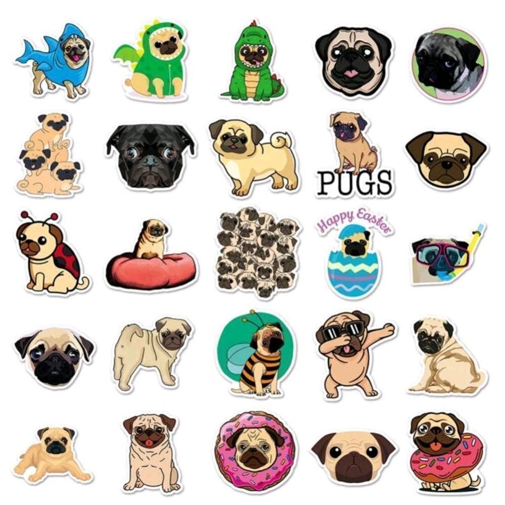 Cartoon Pug Dog Stickers - Picture 3 of 8